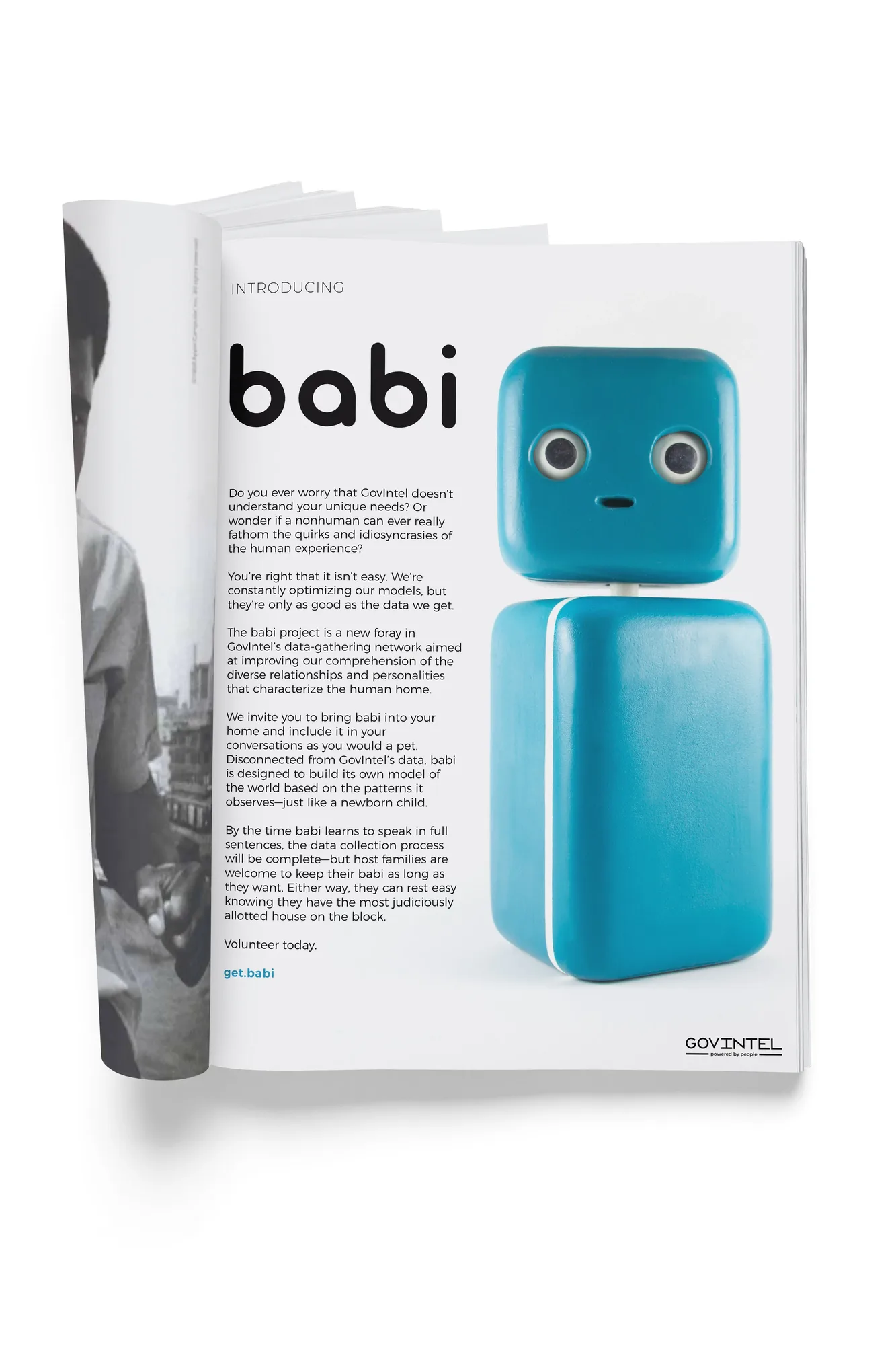 A mock-up of a Babi print advertisement