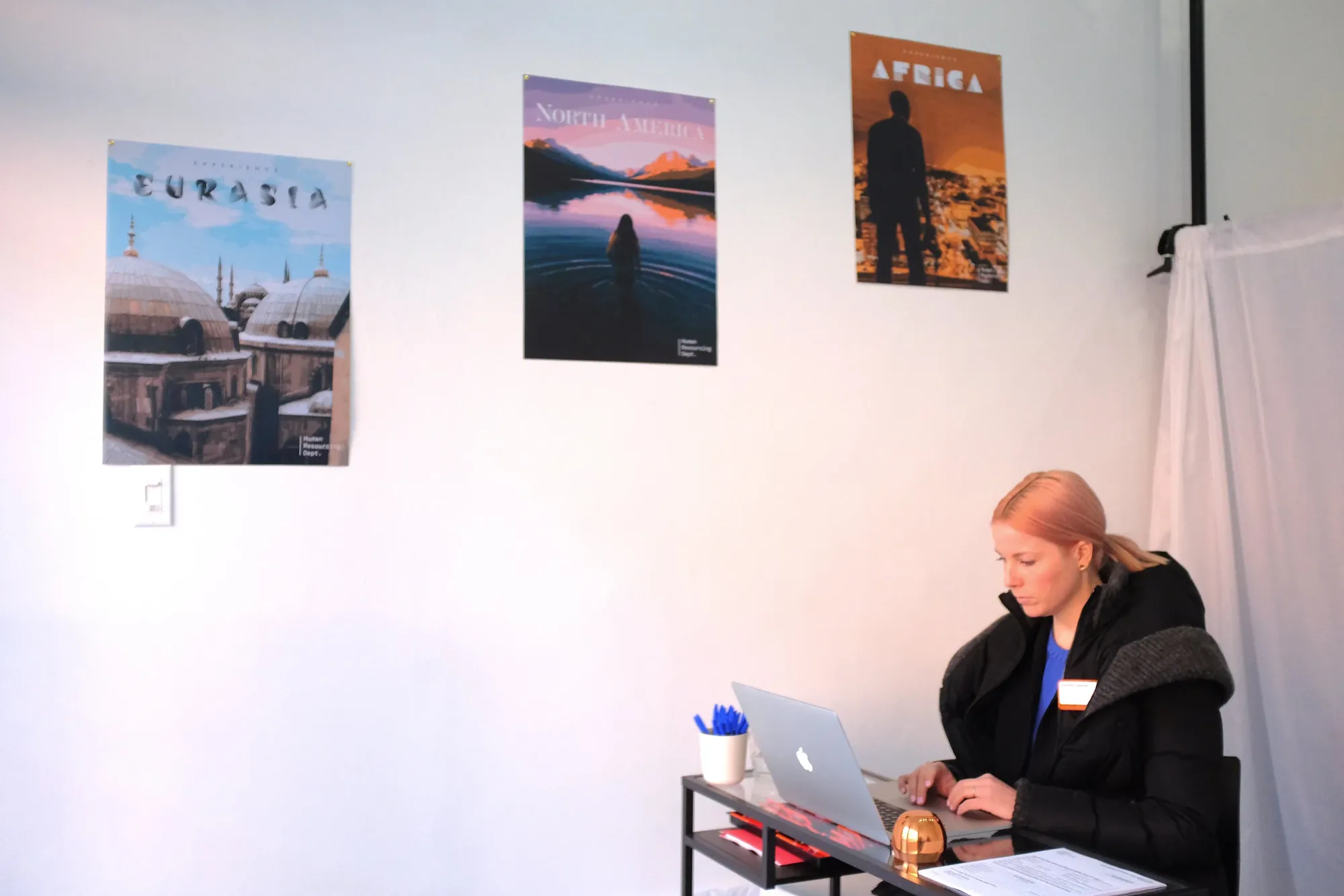 Posters in the waiting area promote the different territories where PETAR could place participants.