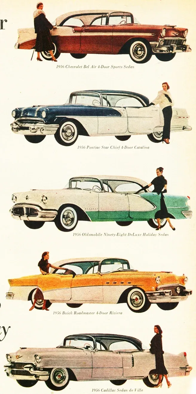 A 1956 Chevrolet advertisement, a mood reference for Jade's color palette