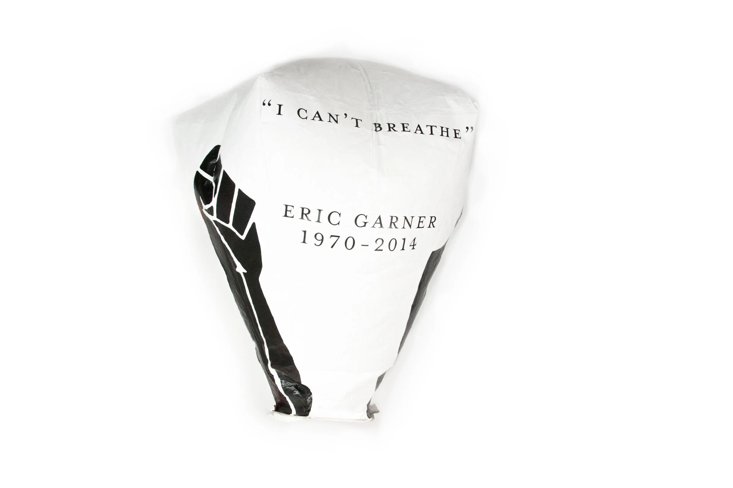 A die-cut "I Can't Breathe" lantern, part of the BLM product line