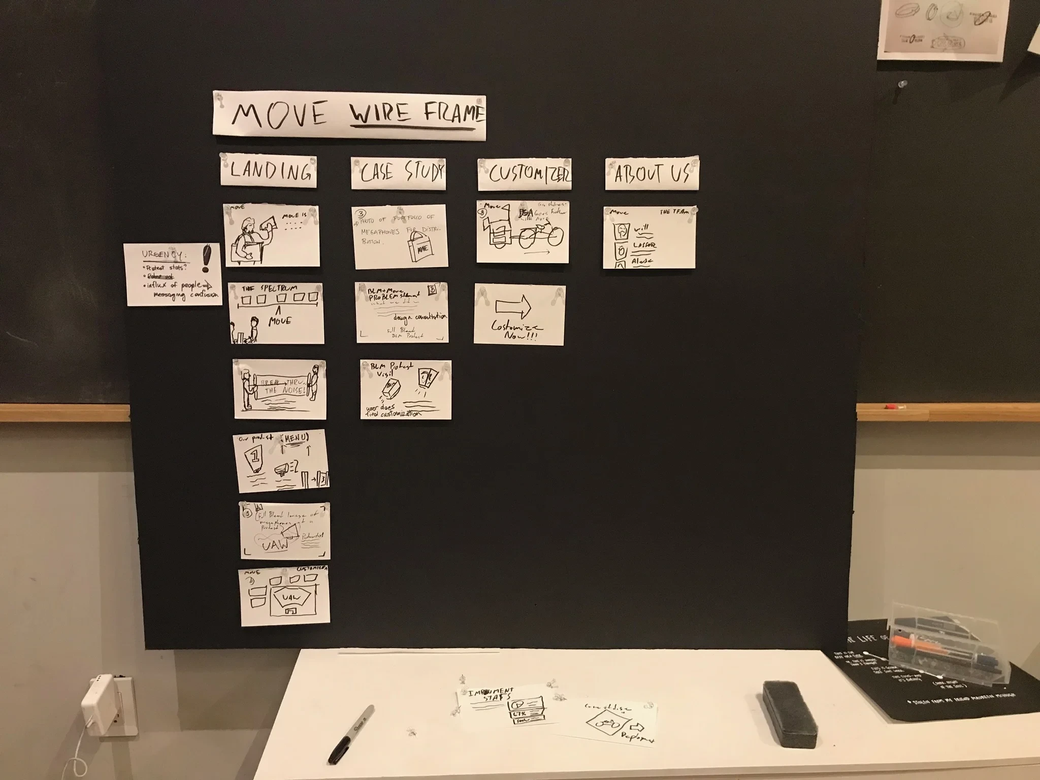Prototyping MOVE's flat-pack megaphones, signs, and lanterns