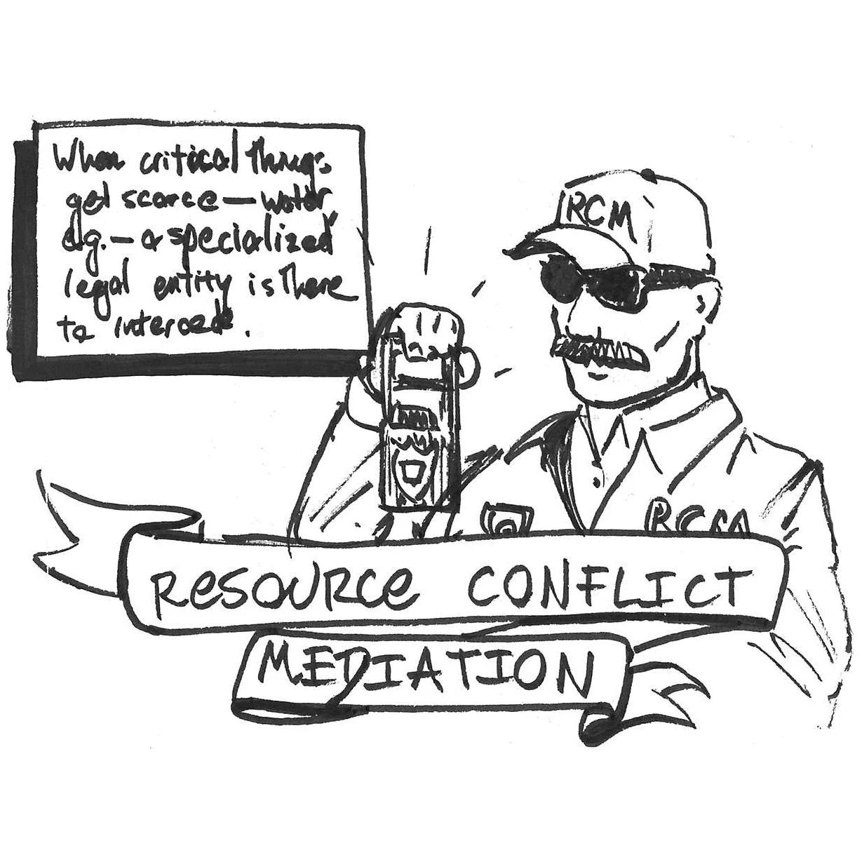 A speculative sketch for a “Resource Conflict Mediation” agency, a specialized legal entity that intercedes when critical resources like water get scarce